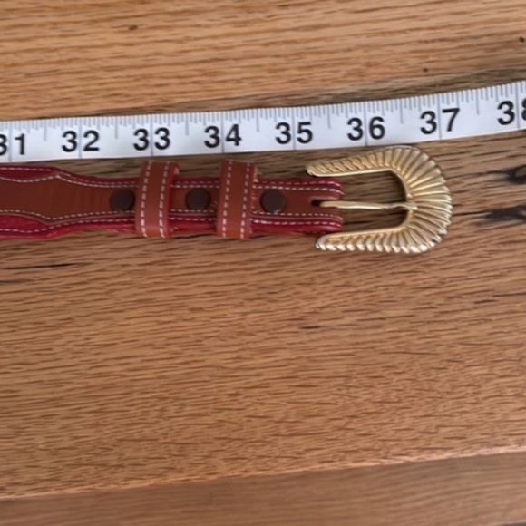 Vintage Red, Brown and Gold Leather Western Tony Lama Belt main image 7
